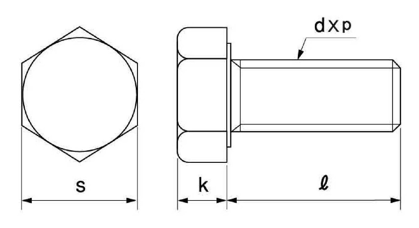 A2-70六角ボルト　本体規格（全）