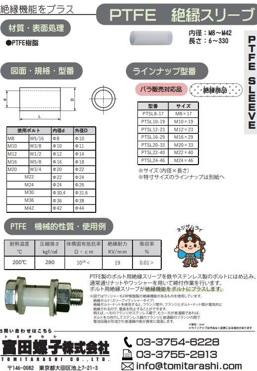 特寸絶縁スリーブ（ボルト用BTヨウゼツエンスリーブ  10 X 40 標準(または鉄) 生地(または標準) - 3