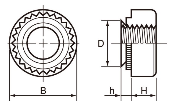 セルフクリンチングナット図面規格型番