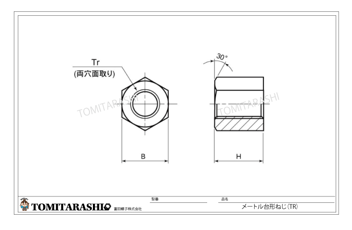 台形ねじ用六角ナット　規格表