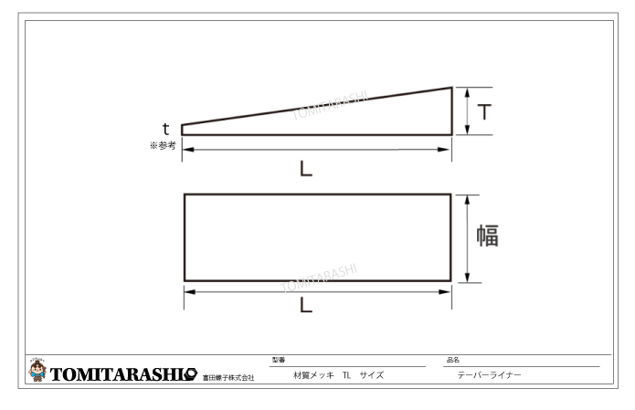 テーパーライナー規格表