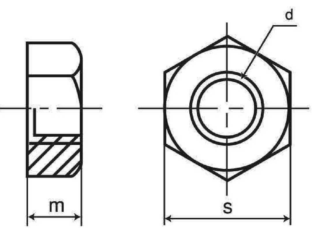 S45C　六角ナット1種　図面